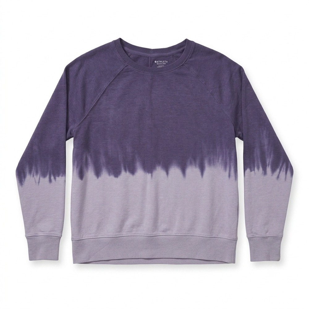 Athleta Sweatshirt Womens Small Purple Lavender Dip Dye Ombre Crewneck Pullover